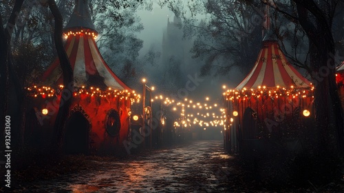 Horrifying Circus Performer in Spooky Halloween Makeup and Costume