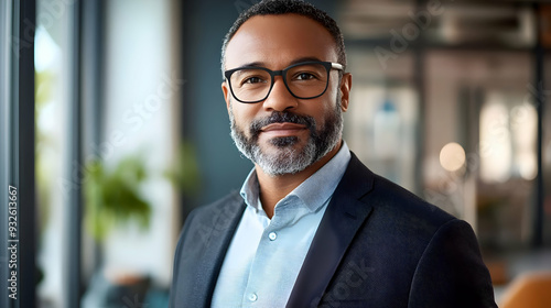 A confident man in glasses ...