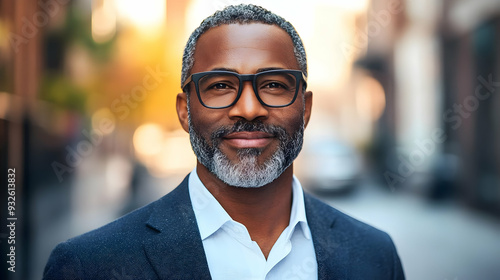 A confident man smiling in ...