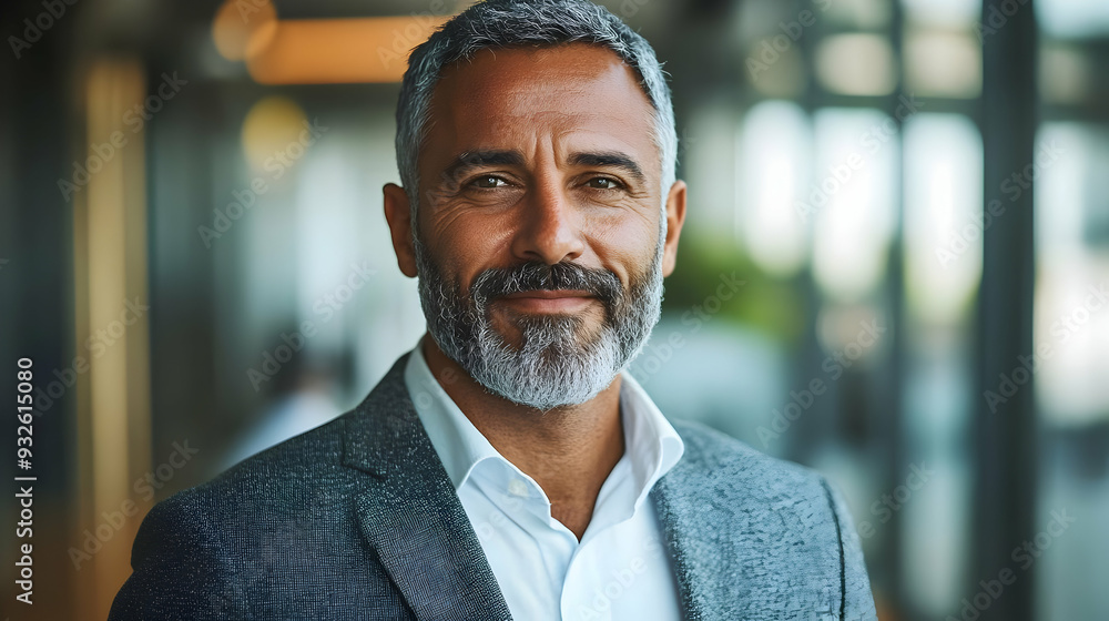 A confident man with a beard in a professional setting. A confident man with a beard in a professional setting.