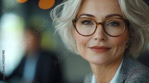 Happy mature business woman professional bank manager lawyer consulting client on finances management Two older executives team business people man and woman working at office corporat : Generative AI