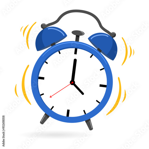 blue Clip art Cartoon alarm clock icon isolated on white background. Vector illustration