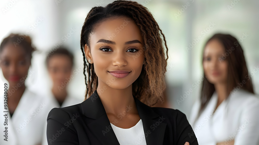 custom made wallpaper toronto digitalA confident woman in a professional setting with colleagues.