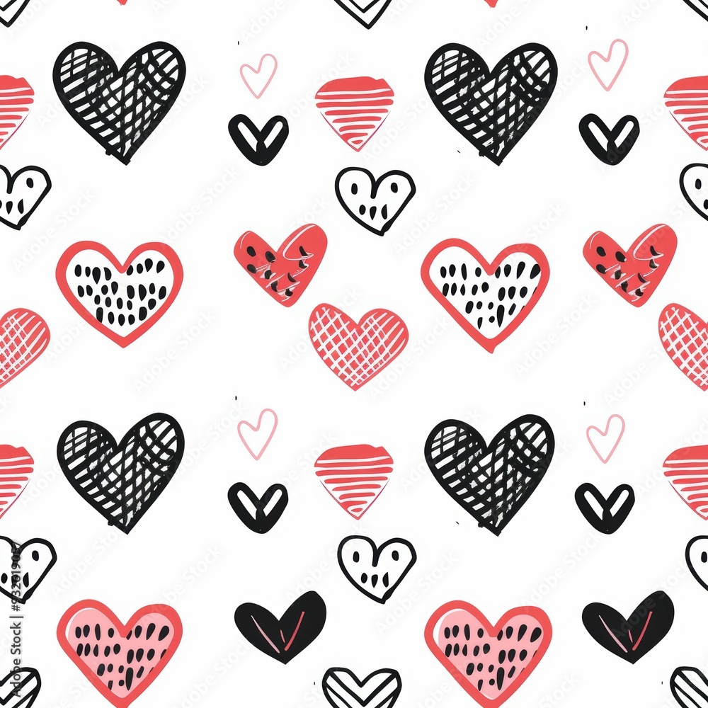 Hand-drawn heart pattern Hand-drawn heart pattern