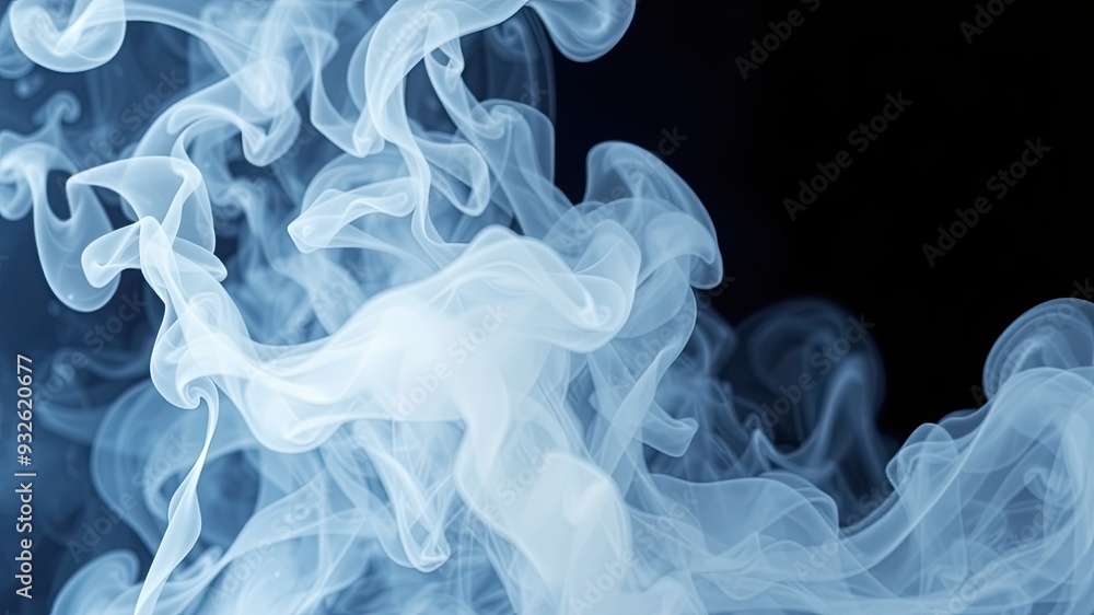Fototapeta premium Smoke on black, wavy smoke on black isolated background, wavy smoke and black screen wallpaper,