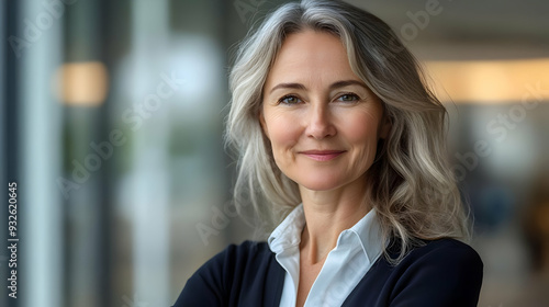 Free Download A confident woman smiling in a professional setting. - GFXLoad