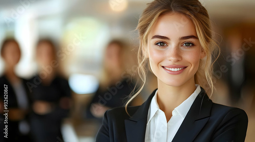 A confident woman smiling i...