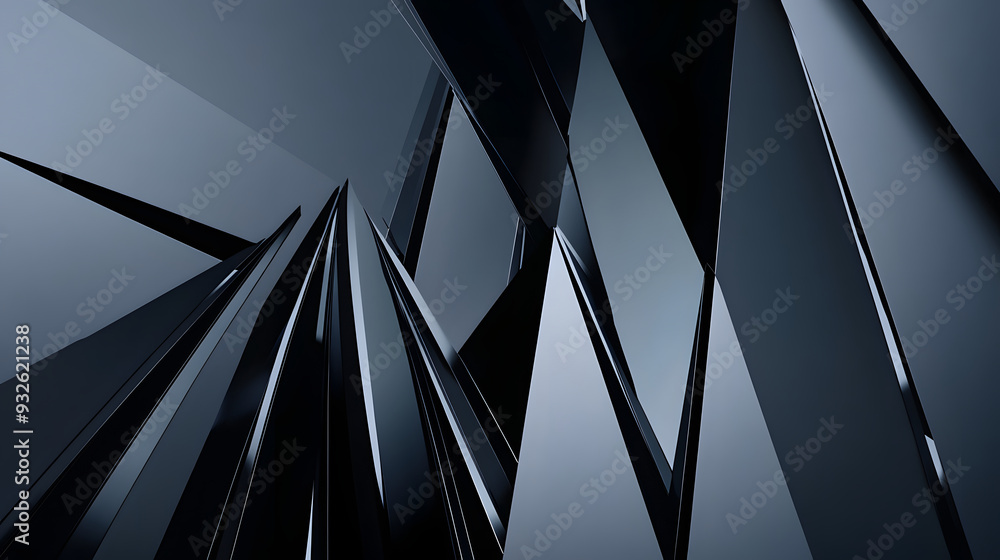 Fototapeta premium A futuristic menu template featuring metallic hues and sharp angular abstract lines, designed to enhance a cutting-edge dining experience.