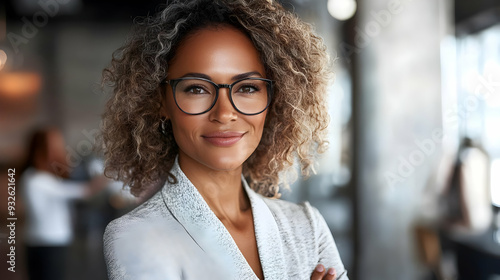 A confident woman with curl...