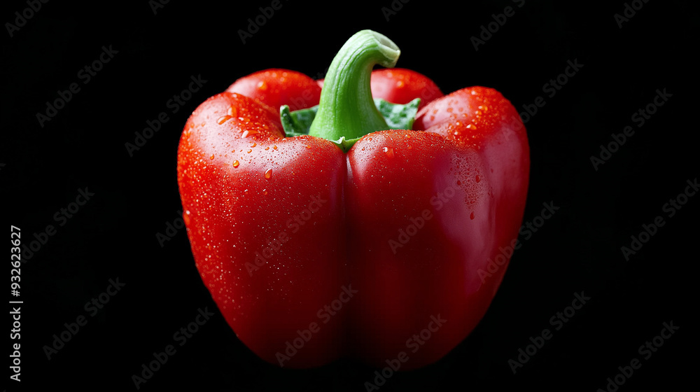 fresh red bell pepper isolated on black background fresh red bell pepper isolated on black background