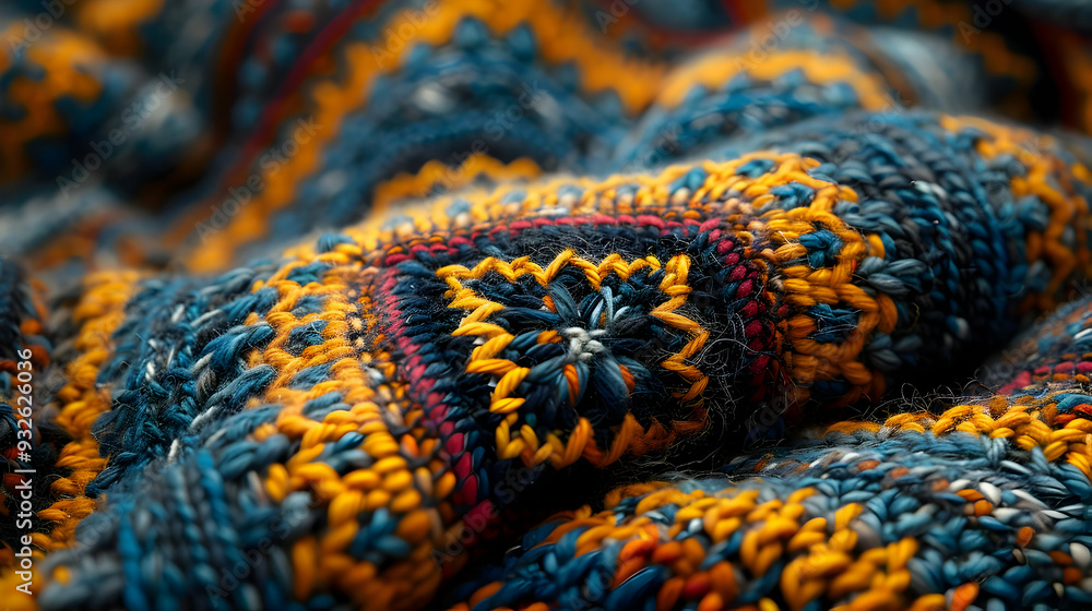 Colorful Knitted Fabric Texture Close-Up Macro Photograph Colorful Knitted Fabric Texture Close-Up Macro Photograph