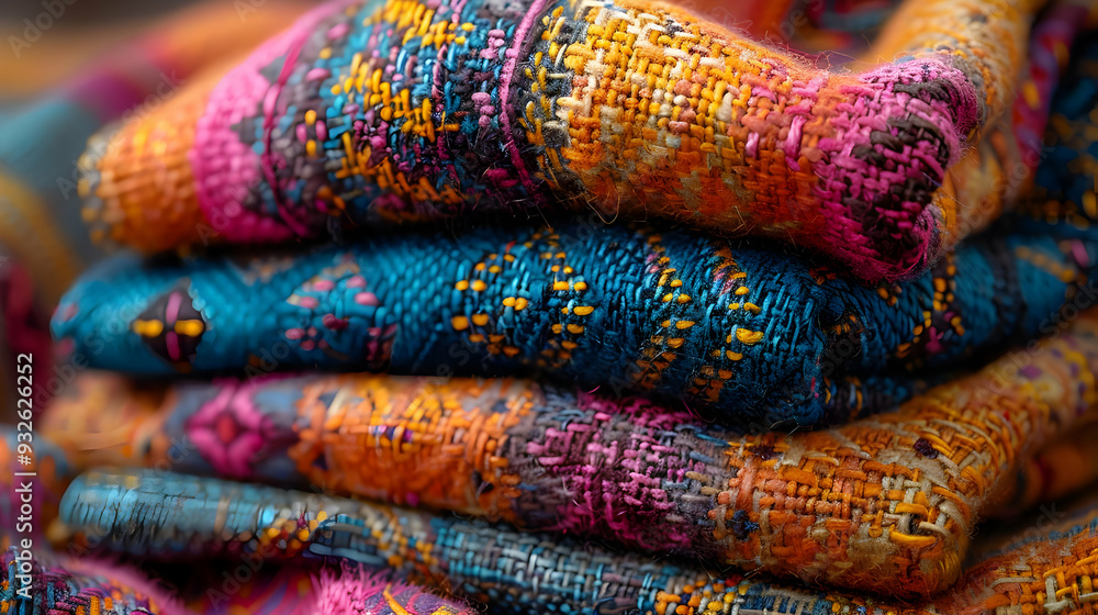 Colorful Woven Fabric Texture Macro Photograph Colorful Woven Fabric Texture Macro Photograph