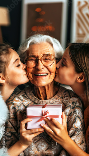 Granddaughter's Kisses and Gift for Grandma photo