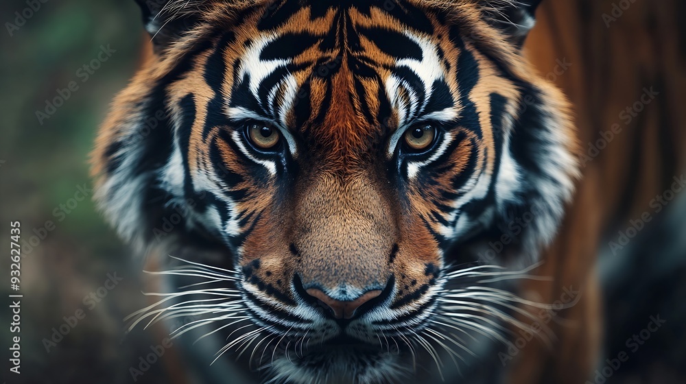 Close up Indochinese tiger is beautiful animal and dangerous in forest : Generative AI Close up Indochinese tiger is beautiful animal and dangerous in forest : Generative AI