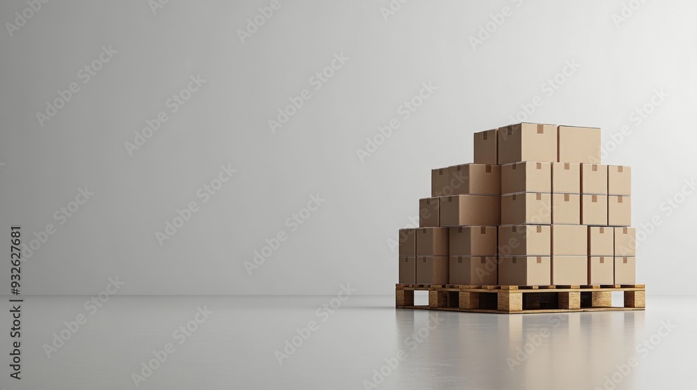 A stack of cardboard boxes on a pallet. A stack of cardboard boxes on a pallet.
