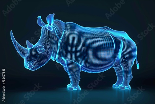 ai generative neon line of rhinoceros shape photo