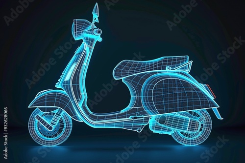 ai generative neon line of scooter shape photo