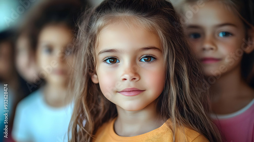 A group of children with on...