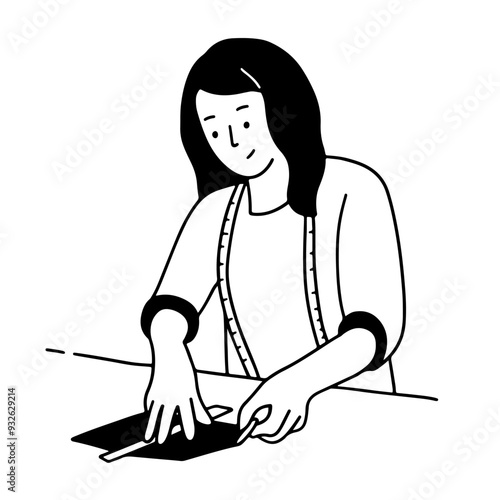 Fashion designer drawing dress pattern