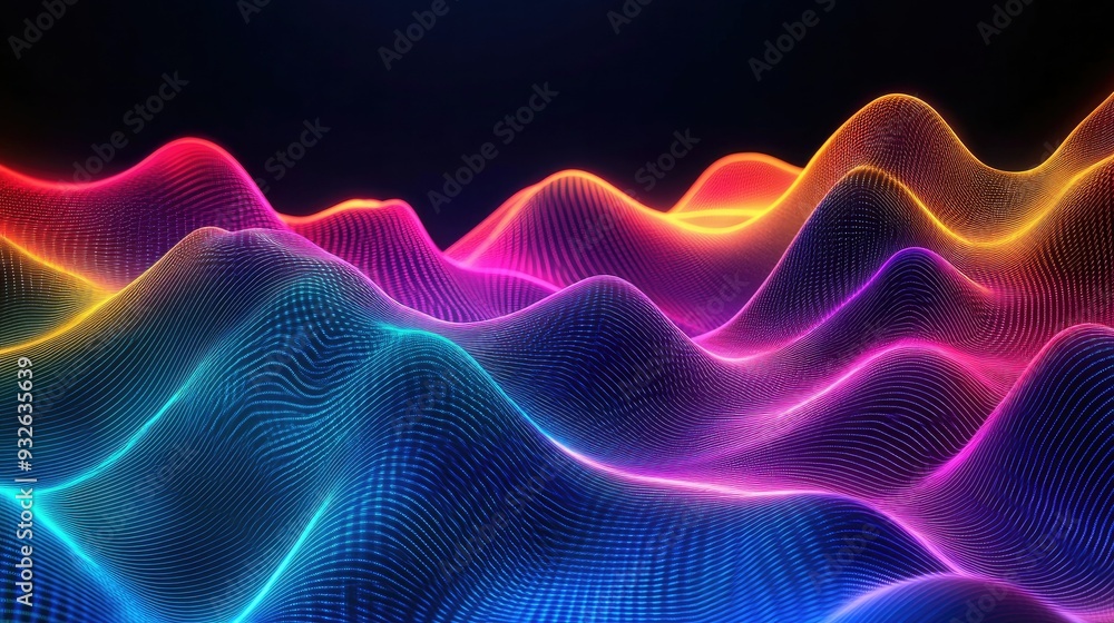 An abstract digital wave pattern in vibrant neon colors, ideal for tech-themed designs. An abstract digital wave pattern in vibrant neon colors, ideal for tech-themed designs.