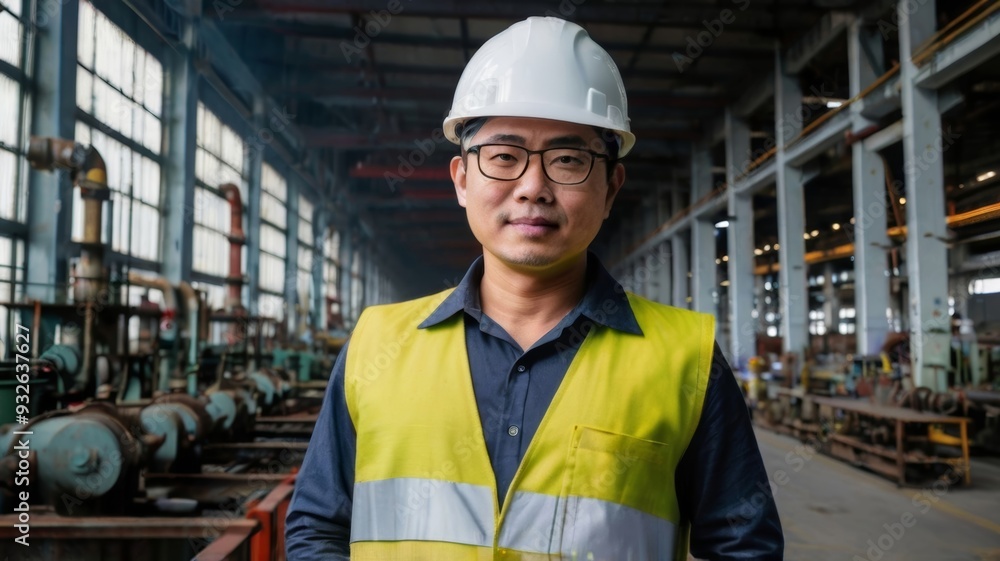 Asia Engineer standing pose Confident Asian man engine Asia Engineer standing pose Confident Asian man engine