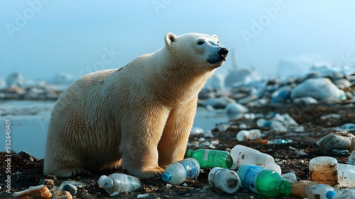 A polar bear amidst plastic...