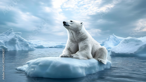 A polar bear resting on an ...