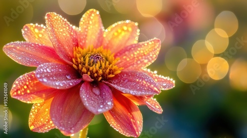 Dew-Covered Flower in Golden Light