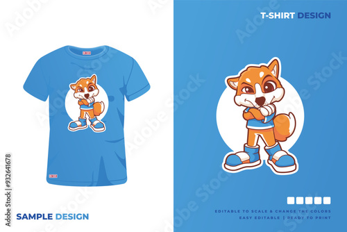 cute fox mascot t shirt design