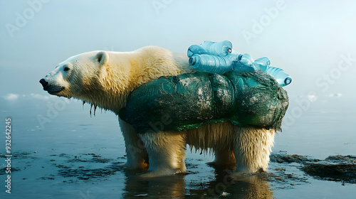 A polar bear with plastic w...
