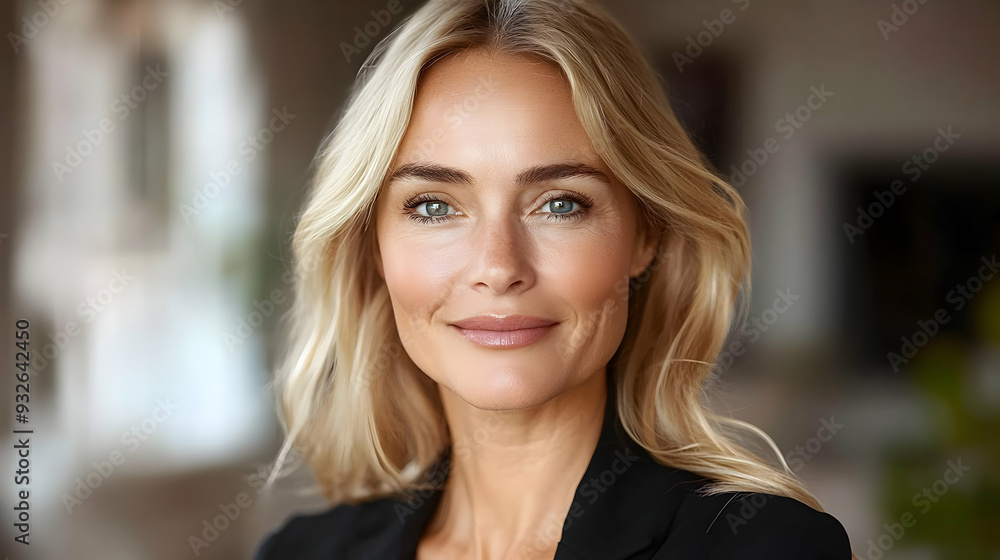 A portrait of a smiling woman with blonde hair in a professional setting. A portrait of a smiling woman with blonde hair in a professional setting.