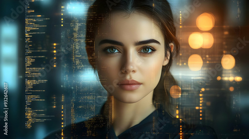 A portrait of a woman with ...