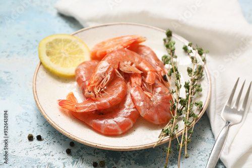 Freshly cooked shrimp with ...