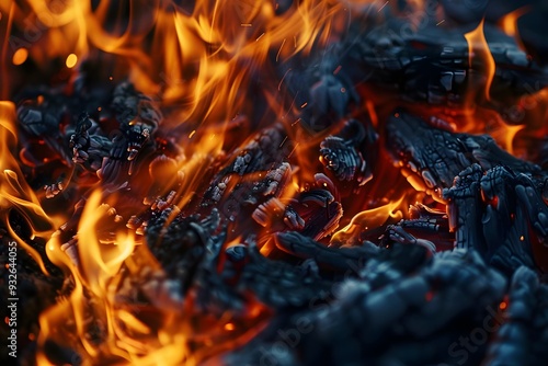 close up of burning fire