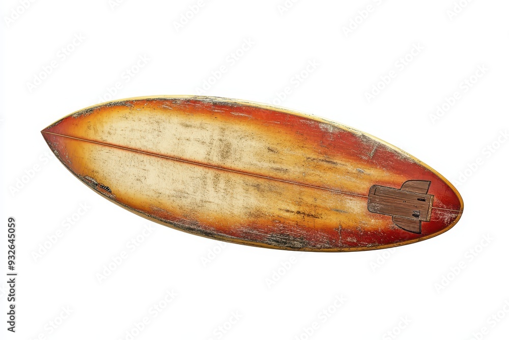 Old surfboard on white background 60 s retro Old surfboard on white background 60 s retro