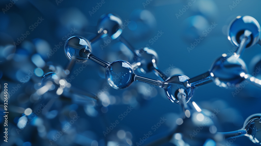Molecular Structure with Glowing Blue Spheres Molecular Structure with Glowing Blue Spheres