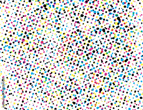 Cmyk abstract background with dots, a cmyk pattern of dots on a white background,  abstract dots and circles on white background,