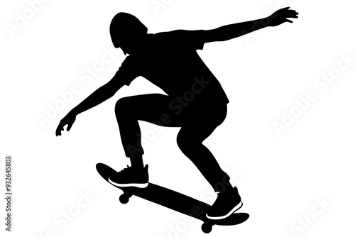 Skateboard icon silhouette vector, skateboard sport illustration 