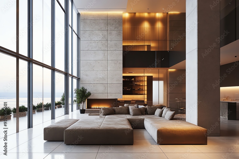 Fototapeta premium Modern Living Room with a Stunning View