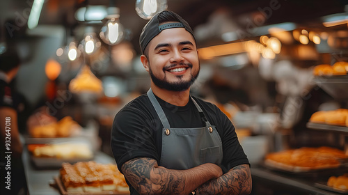 A smiling chef poses confid...