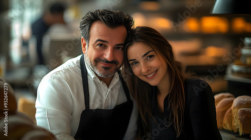 A smiling couple in a baker...