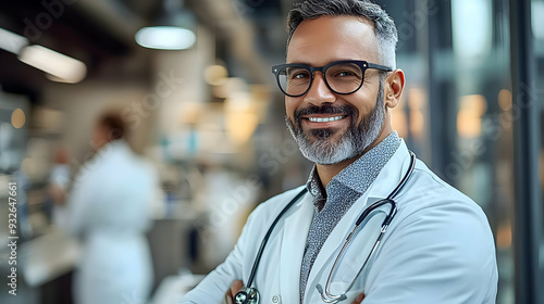A smiling doctor in a clini...
