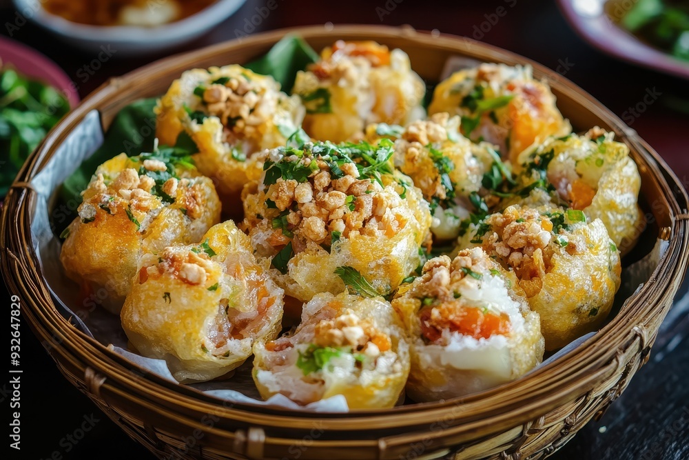 Shumai bread a popular breakfast in Vietnam enjoyed by tourists Shumai bread a popular breakfast in Vietnam enjoyed by tourists