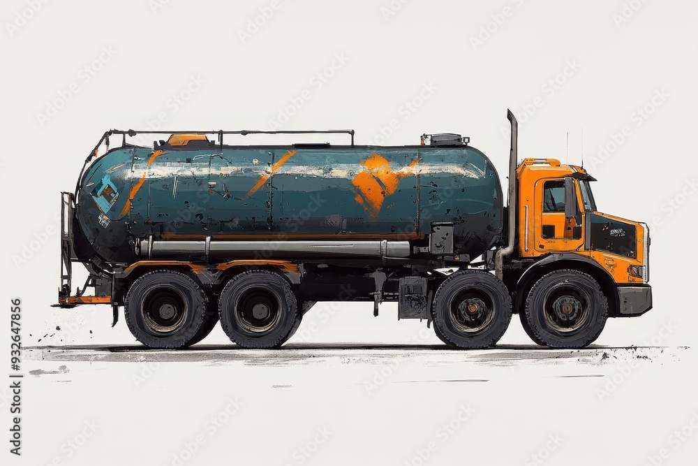 Side view of fuel truck Side view of fuel truck