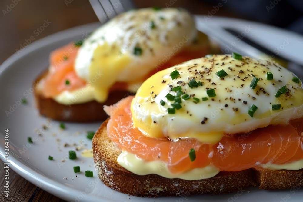 Smoked salmon eggs benedict on toast Smoked salmon eggs benedict on toast