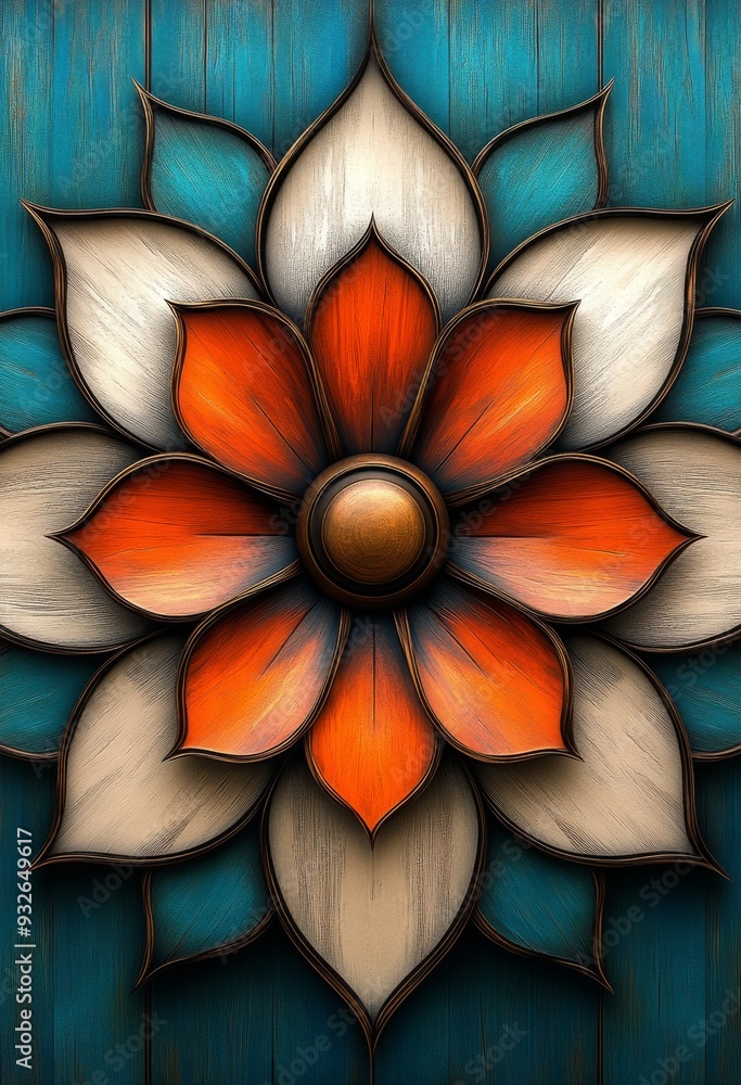 Fototapeta premium カラフルな木製の花びらの3Dレンダリング