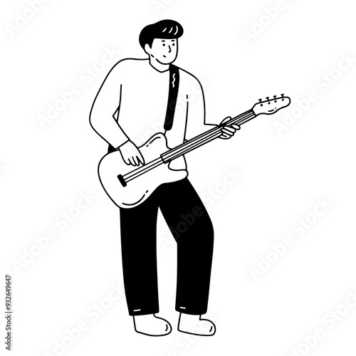 Man playing a bass guitar