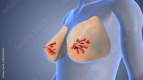 Fotografía Breast cancer nodule treatment medical animation