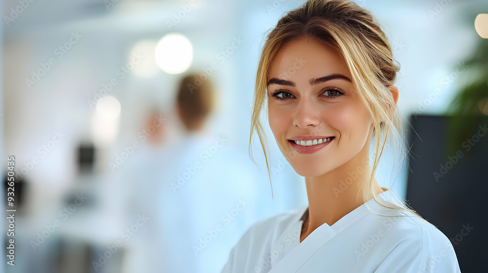 A smiling healthcare professional in a bright, modern setting. A smiling healthcare professional in a bright, modern setting.