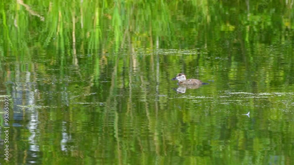 Video series of a lone Ruddy Duckling on a lush Canadian lake in summer. Captures swimming, exploring, and the tranquil surroundings. Ideal for nature and wildlife projects. Video series of a lone Ruddy Duckling on a lush Canadian lake in summer. Captures swimming, exploring, and the tranquil surroundings. Ideal for nature and wildlife projects.